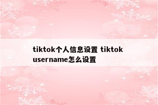 tiktok个人信息设置 tiktok username怎么设置