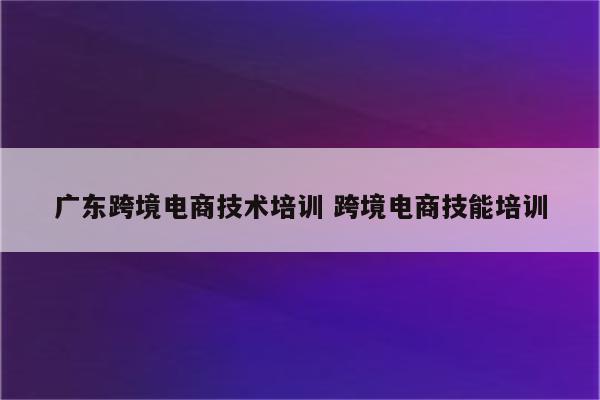 广东跨境电商技术培训 跨境电商技能培训