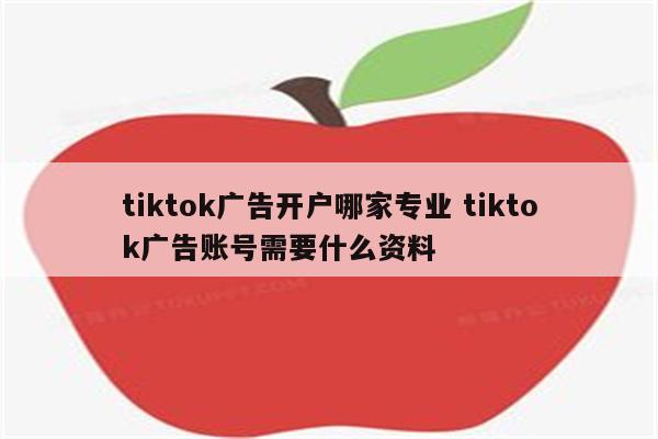 tiktok广告开户哪家专业 tiktok广告账号需要什么资料