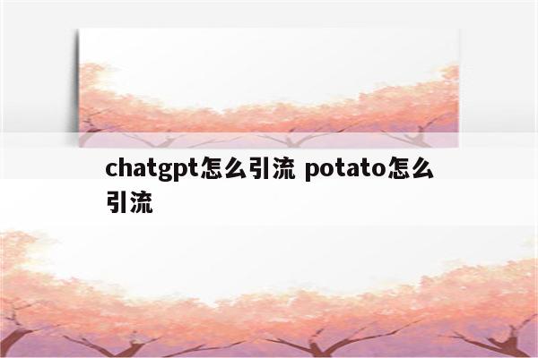 chatgpt怎么引流 potato怎么引流