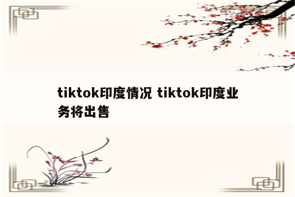 tiktok印度情况 tiktok印度业务将出售