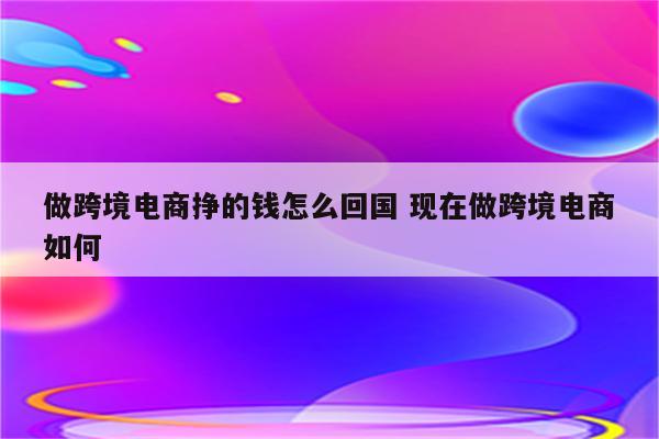 做跨境电商挣的钱怎么回国 现在做跨境电商如何