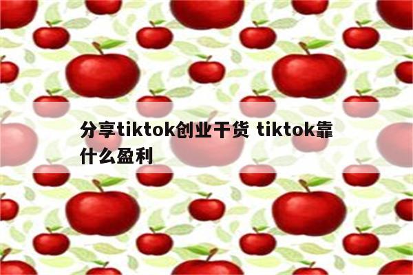 分享tiktok创业干货 tiktok靠什么盈利