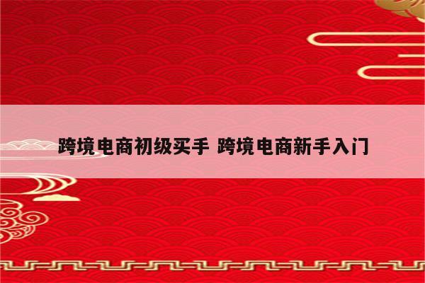 跨境电商初级买手 跨境电商新手入门