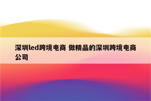 深圳led跨境电商 做精品的深圳跨境电商公司