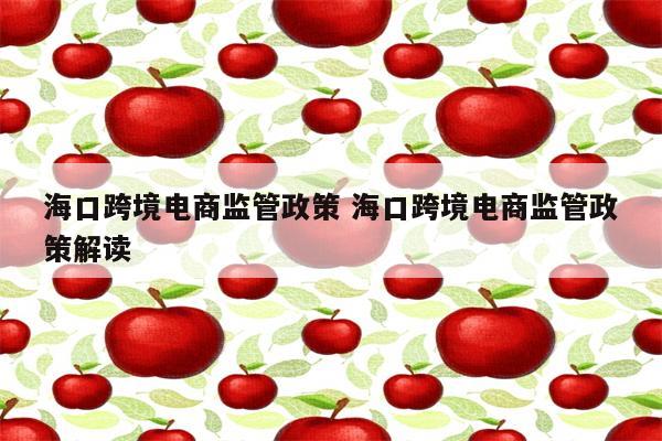 海口跨境电商监管政策 海口跨境电商监管政策解读