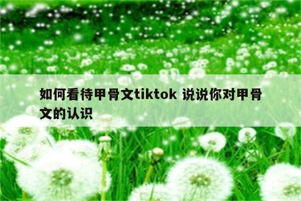 如何看待甲骨文tiktok 说说你对甲骨文的认识