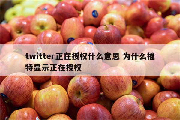 twitter正在授权什么意思 为什么推特显示正在授权