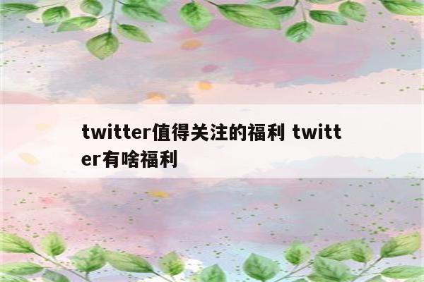 twitter值得关注的福利 twitter有啥福利