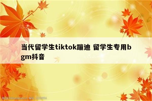 当代留学生tiktok蹦迪 留学生专用bgm抖音