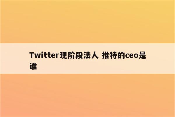 Twitter现阶段法人 推特的ceo是谁