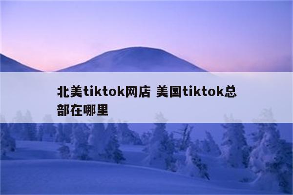 北美tiktok网店 美国tiktok总部在哪里