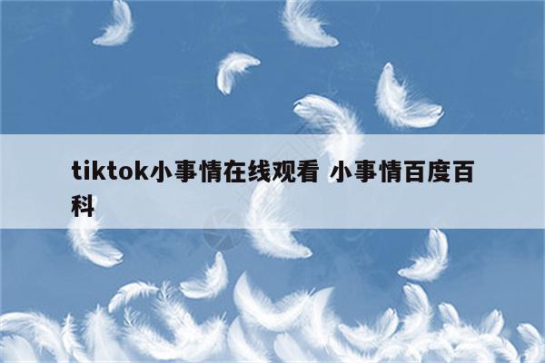 tiktok小事情在线观看 小事情百度百科