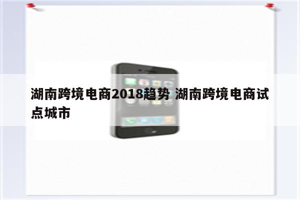 湖南跨境电商2018趋势 湖南跨境电商试点城市
