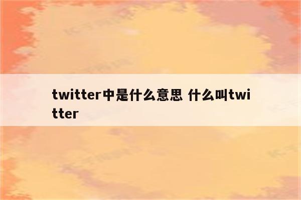 twitter中是什么意思 什么叫twitter