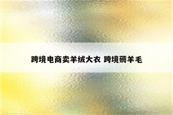 跨境电商卖羊绒大衣 跨境薅羊毛