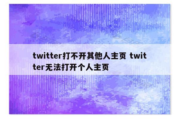 twitter打不开其他人主页 twitter无法打开个人主页