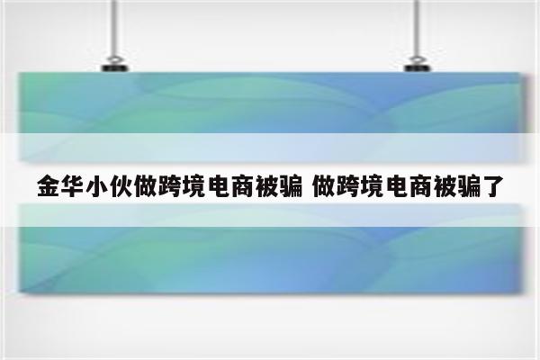金华小伙做跨境电商被骗 做跨境电商被骗了