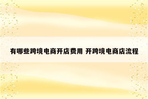 有哪些跨境电商开店费用 开跨境电商店流程