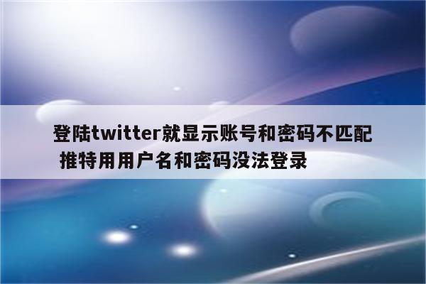 登陆twitter就显示账号和密码不匹配 推特用用户名和密码没法登录