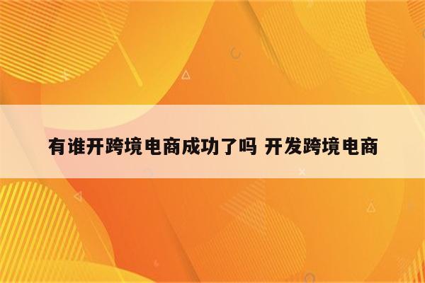 有谁开跨境电商成功了吗 开发跨境电商