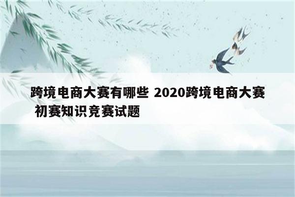跨境电商大赛有哪些 2020跨境电商大赛 初赛知识竞赛试题