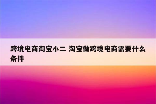 跨境电商淘宝小二 淘宝做跨境电商需要什么条件