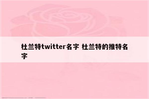 杜兰特twitter名字 杜兰特的推特名字