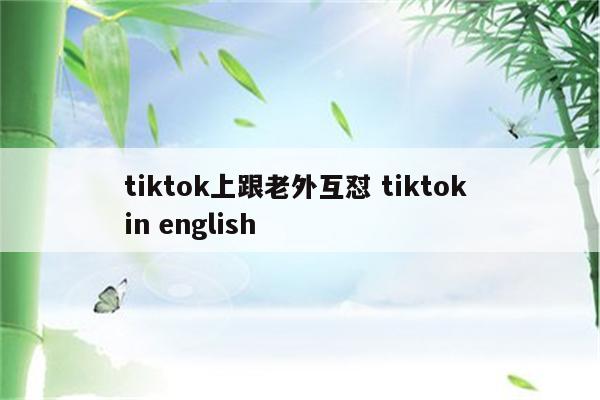 tiktok上跟老外互怼 tiktok in english