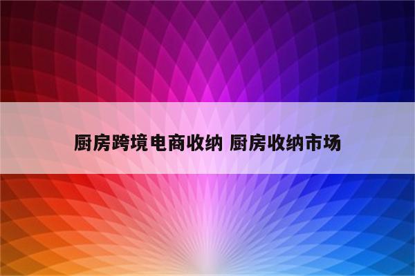厨房跨境电商收纳 厨房收纳市场