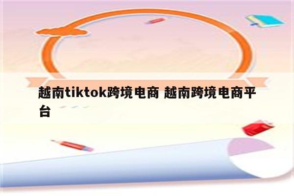 越南tiktok跨境电商 越南跨境电商平台