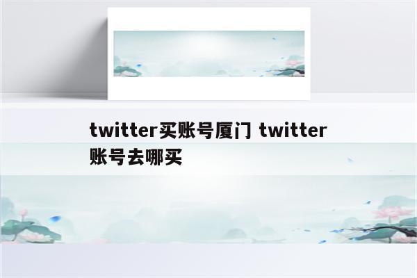 twitter买账号厦门 twitter账号去哪买