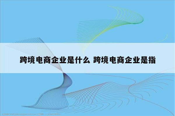 跨境电商企业是什么 跨境电商企业是指