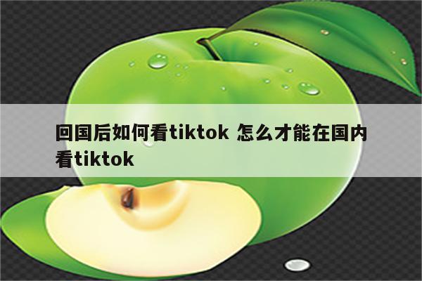 回国后如何看tiktok 怎么才能在国内看tiktok