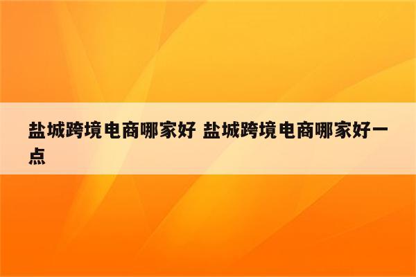 盐城跨境电商哪家好 盐城跨境电商哪家好一点
