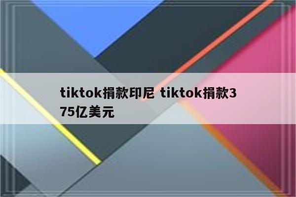 tiktok捐款印尼 tiktok捐款375亿美元