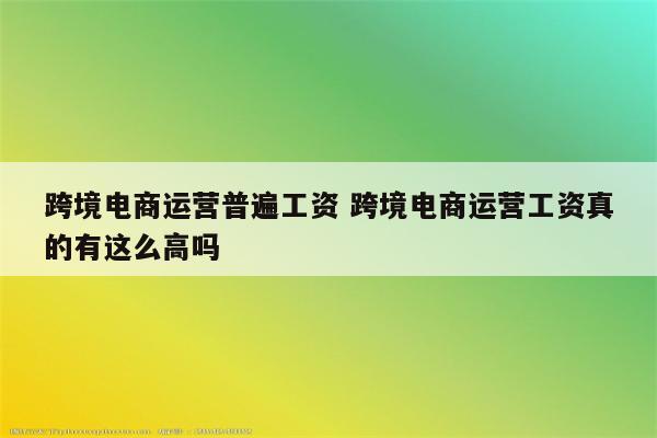 跨境电商运营普遍工资 跨境电商运营工资真的有这么高吗