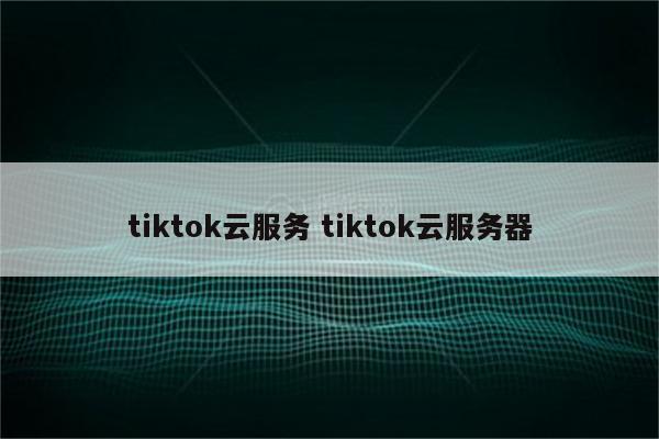 tiktok云服务 tiktok云服务器