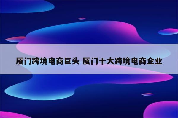 厦门跨境电商巨头 厦门十大跨境电商企业
