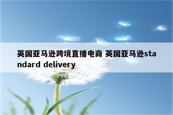 英国亚马逊跨境直播电商 英国亚马逊standard delivery
