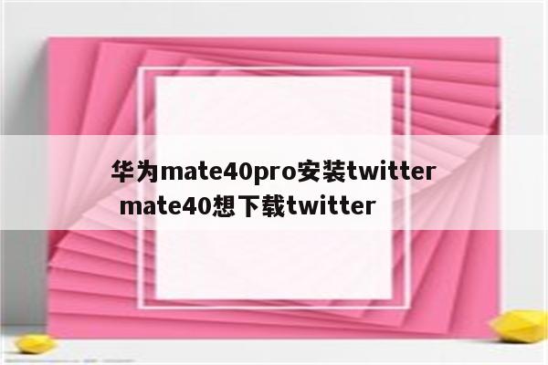 华为mate40pro安装twitter mate40想下载twitter
