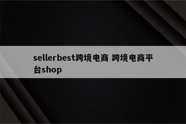 sellerbest跨境电商 跨境电商平台shop
