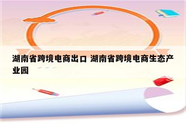 湖南省跨境电商出口 湖南省跨境电商生态产业园