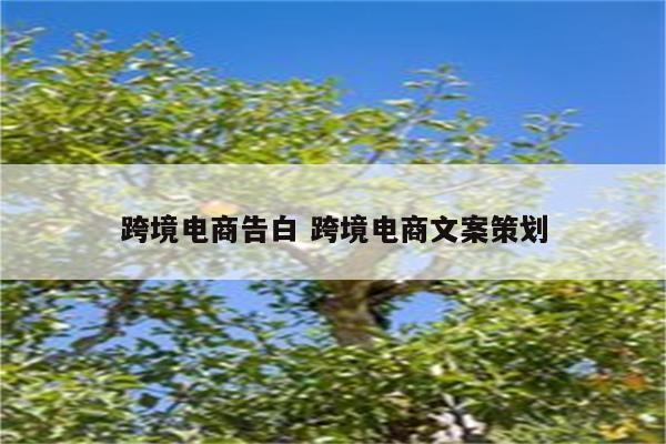 跨境电商告白 跨境电商文案策划