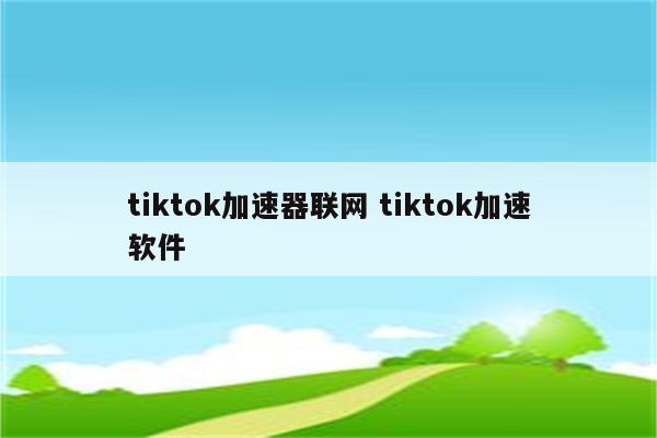 tiktok加速器联网 tiktok加速软件