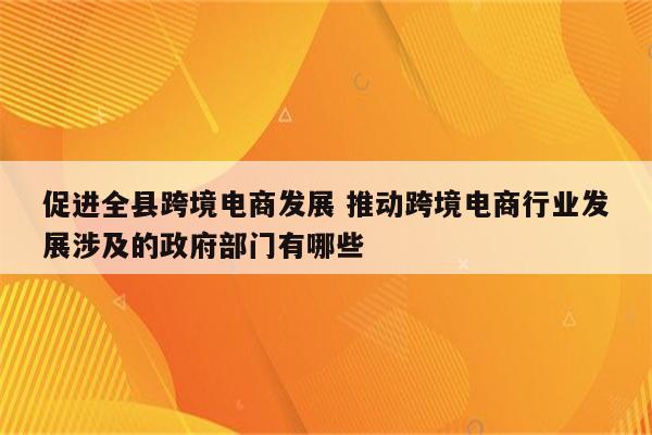 促进全县跨境电商发展 推动跨境电商行业发展涉及的政府部门有哪些