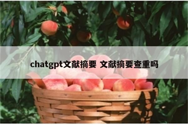 chatgpt文献摘要 文献摘要查重吗