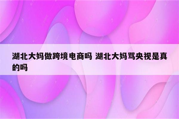 湖北大妈做跨境电商吗 湖北大妈骂央视是真的吗