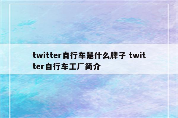 twitter自行车是什么牌子 twitter自行车工厂简介