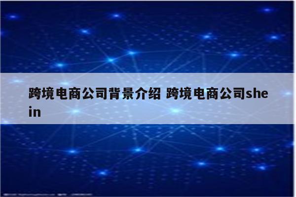 跨境电商公司背景介绍 跨境电商公司shein